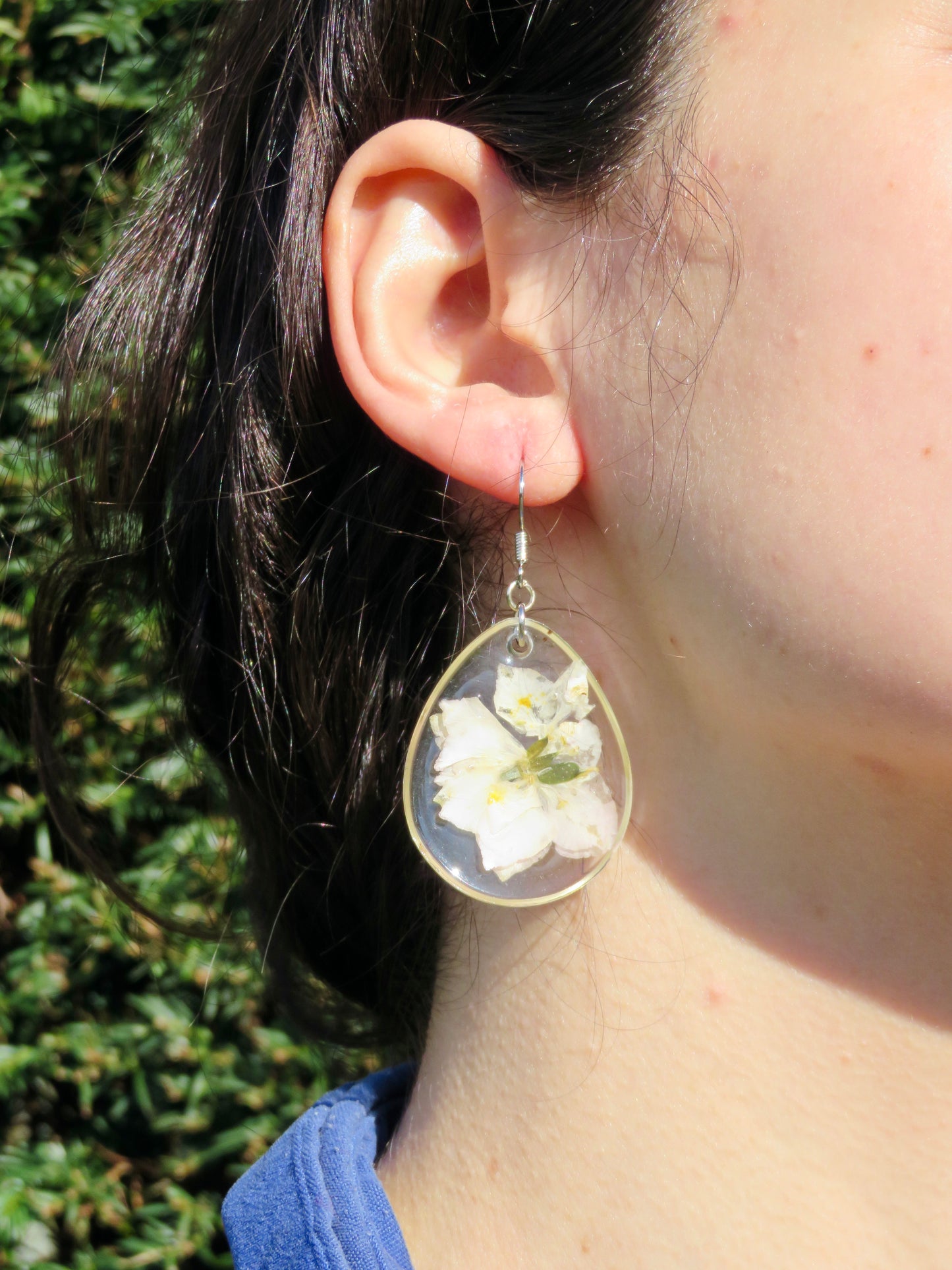 White delphinium (medium) earrings