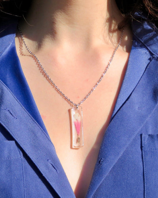 Pink gerbera petal necklace