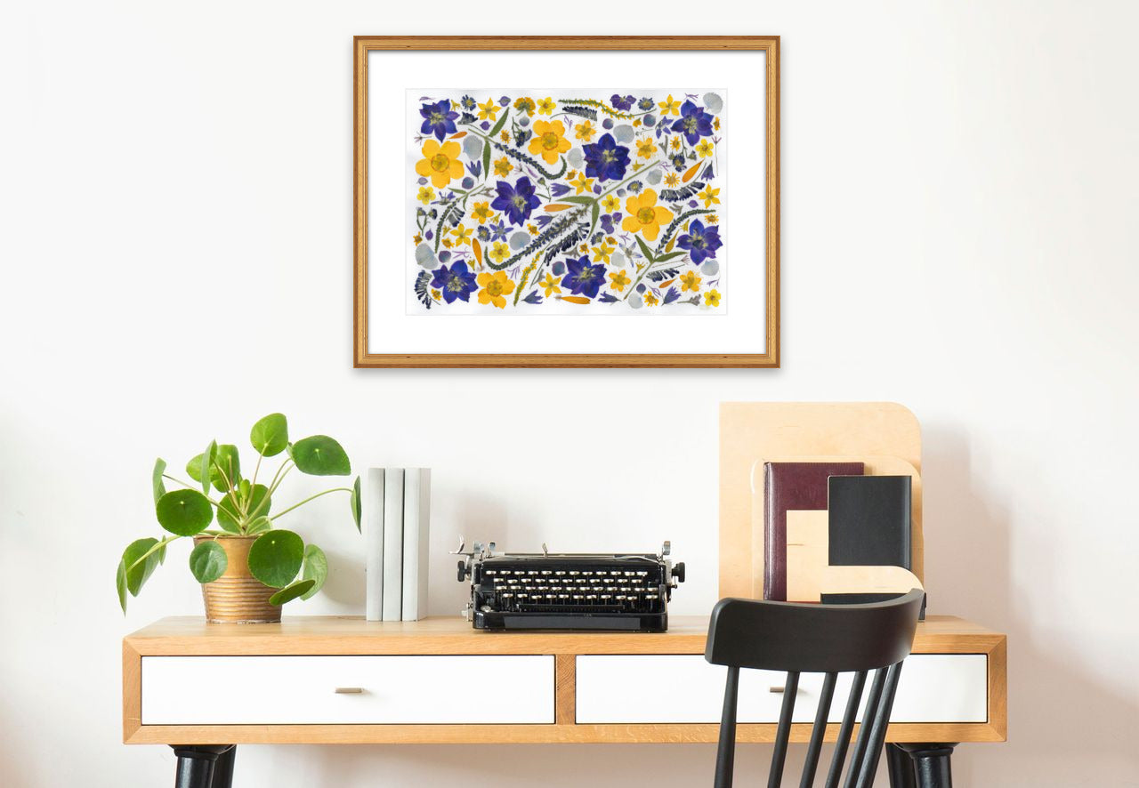 Golden and Azure Flower poster