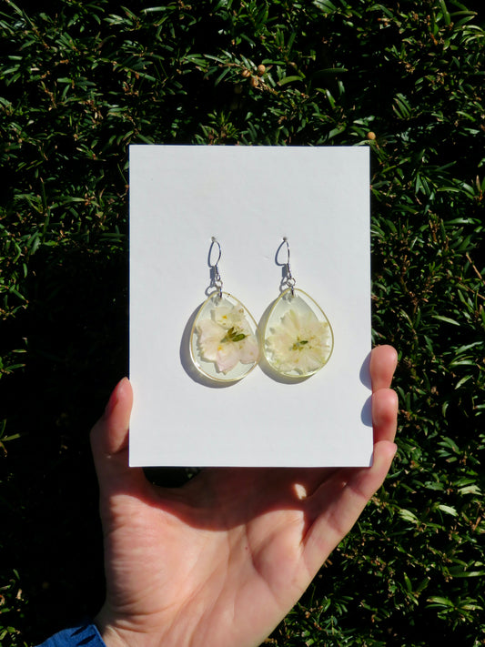 White delphinium (medium) earrings