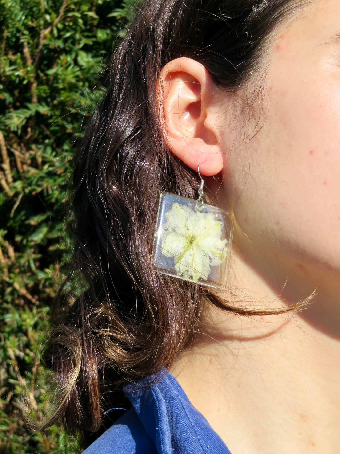 White delphinium (large) earrings