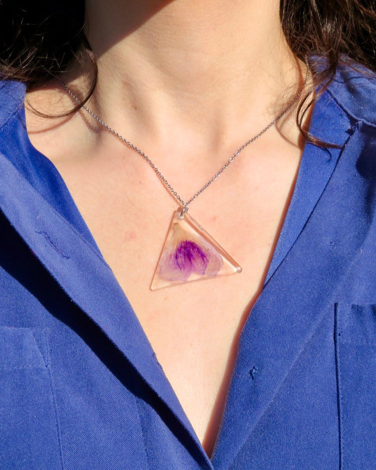 Purple geranium petal necklace