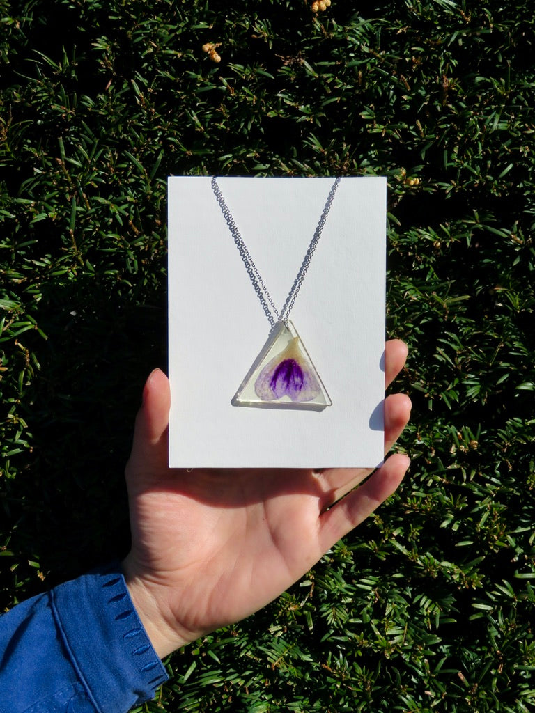 Purple geranium petal necklace